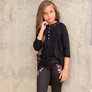 Joyfolie Mia Joy Dionne Top Blouse 6 Black Lace
